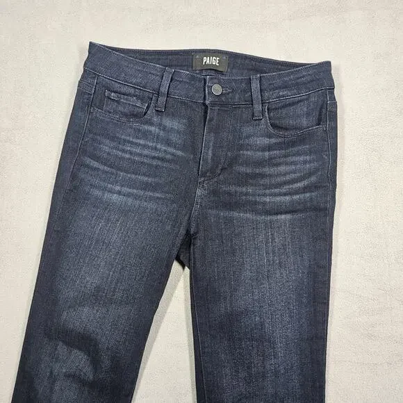 Paige Jeans Womens 27 Manhattan Bootcut Dark Wash Stretch Kolbie Whiskering - Picture 2 of 14